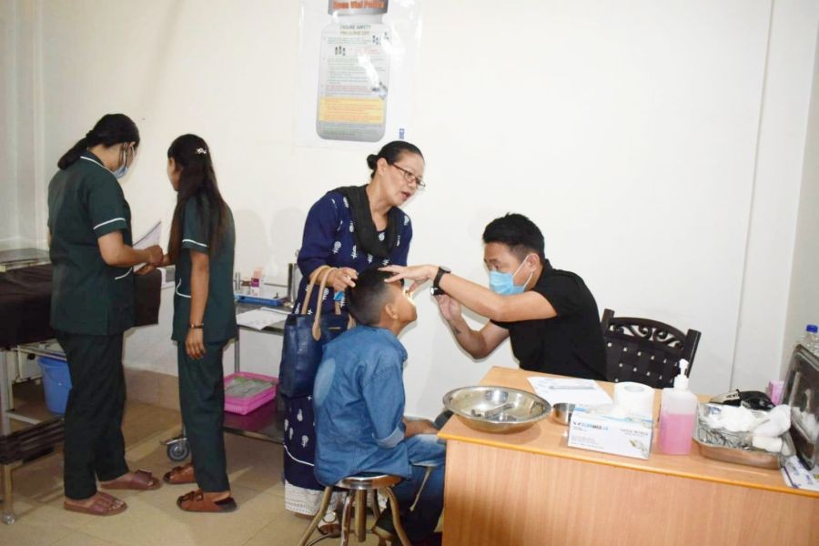 A child avails service during the free multi-specialty health camp jointly organized by Eden Medical Centre, Dimapur and Lenjem Hospital, Mokokchung in Lenjem Hospital, Mokokchung on June 10 and 11. (Morung Photo)